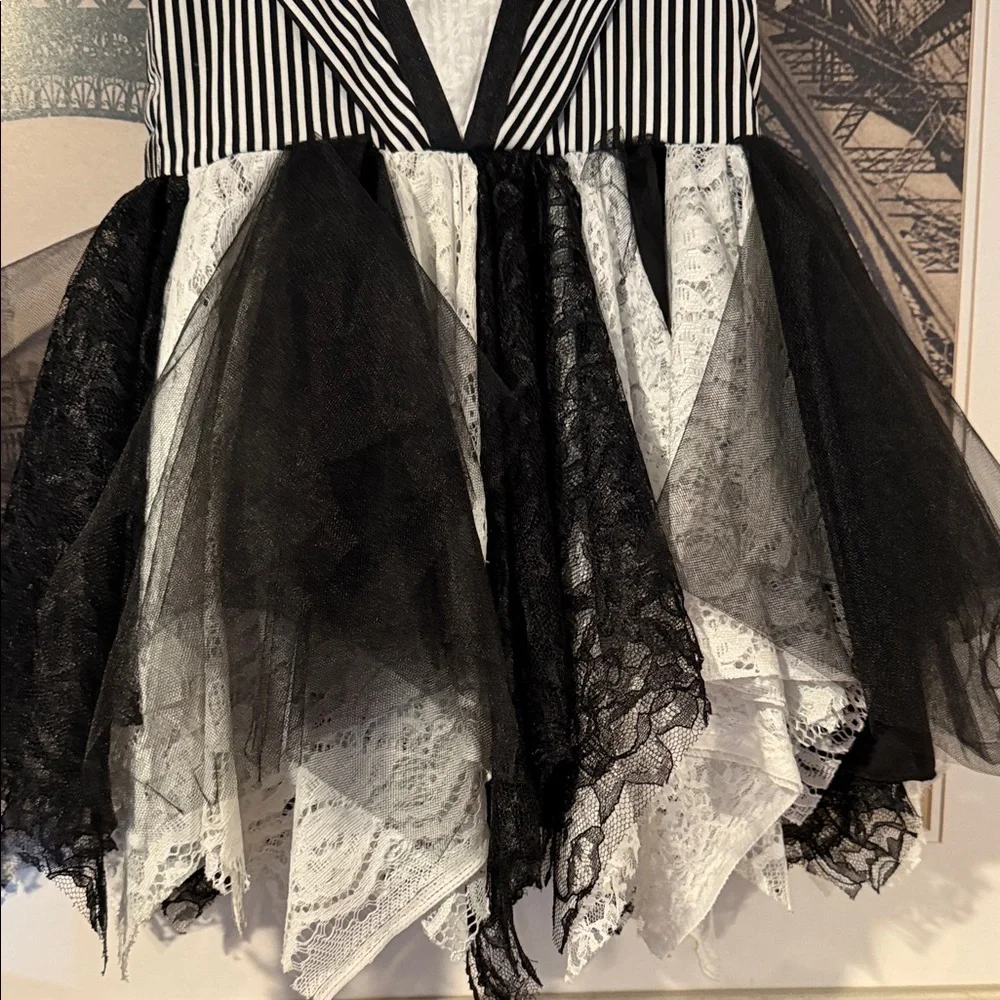 Nightmare Before Christmas Black and White Striped Kids Twirl Dress - Picture 5 of 8